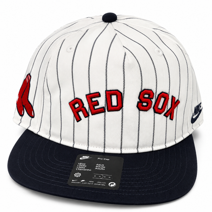 Nike MLB Boston Red Sox Pinstripe Pro Cap Adjustable Hat – White/Navy