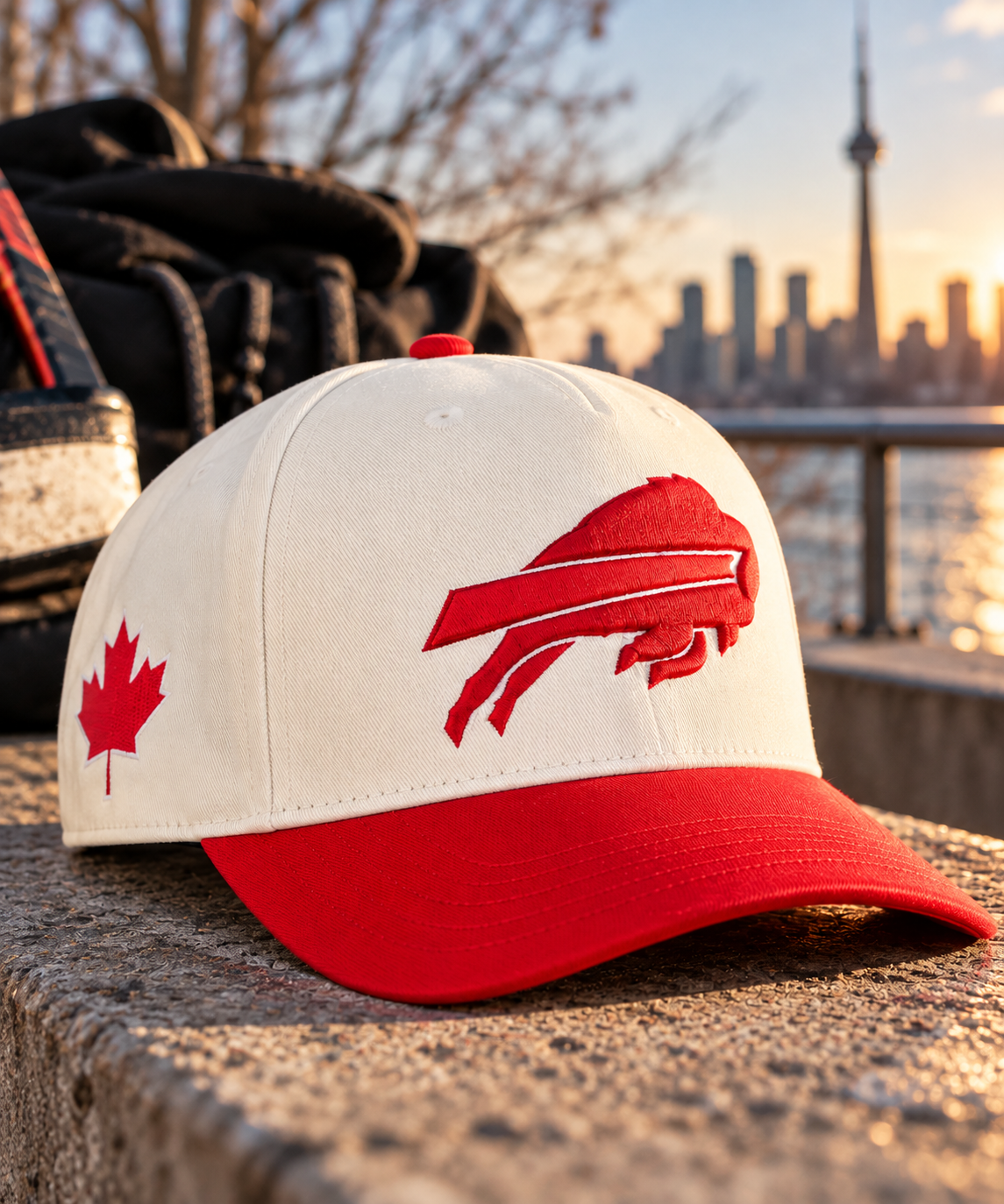 ’47 NFL Buffalo Bills Canada Pride Sure Shot Hitch RF Adjustable Hat - Cream / Red