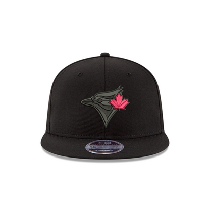 New Era 9FIFTY MLB Toronto Blue Jays Black on Black Red Leaf Adjustable Snapback Hat - Black