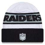 Men's New Era White/Black Las Vegas Raiders 2023 Sideline Tech Cuffed Knit Beanie