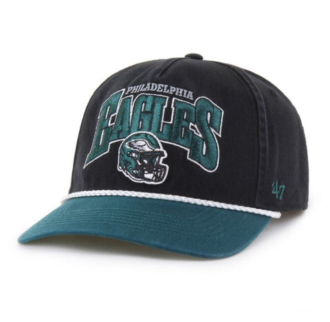 '47 NFL Philadelphia Eagles Palmero Hitch RF Adjustable Snapback Hat - Black / Green