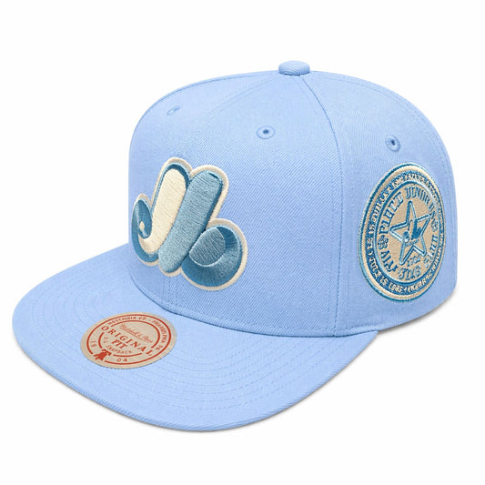 Mitchell & Ness MLB Montreal Expos Sidepatch Original Fit Adjustable Snapback Hat - Light Blue