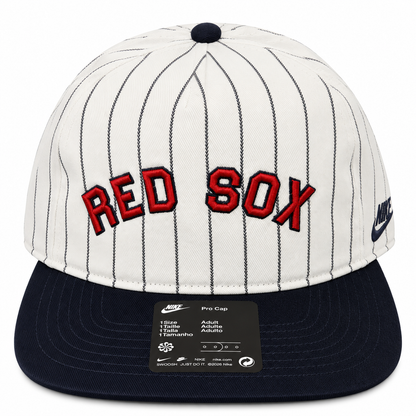 Nike MLB Boston Red Sox Pinstripe Pro Cap Adjustable Hat – White/Navy
