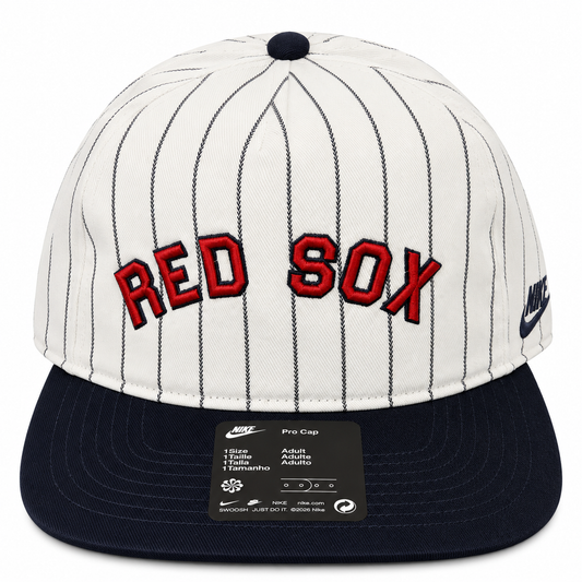 Nike MLB Boston Red Sox Pinstripe Pro Cap Adjustable Hat – White/Navy