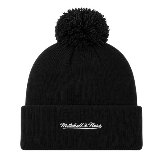 Mitchell & Ness MLB Toronto Blue Jays Custom Cuff Knit Beanie with Pom - Black