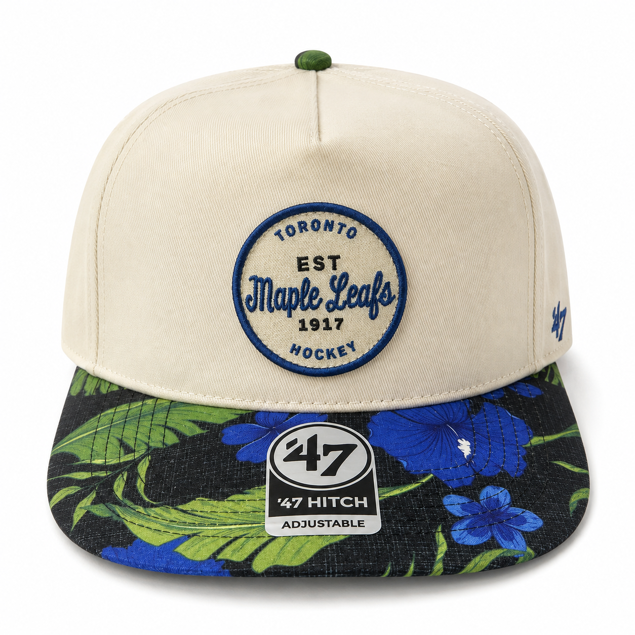 '47 NHL Toronto Maple Leafs Floral Brim Hitch Adjustable Snapback Hat - White