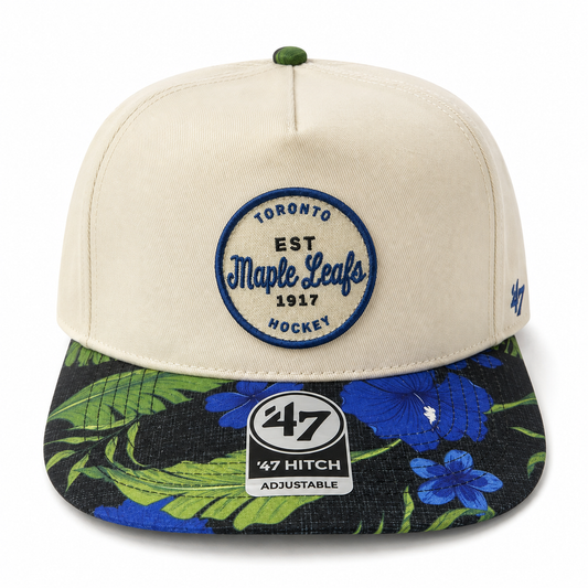 '47 NHL Toronto Maple Leafs Floral Brim Hitch Adjustable Snapback Hat - White
