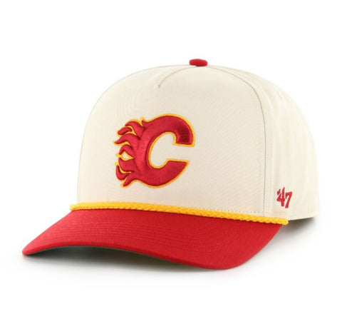 '47 NHL Calgary Flames Natural Rope TT Hitch Adjustable Snapback Hat - Beige/Red