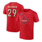 Fanatics Men's Nathan MacKinnon #29 Canada NHL 4 Nations Face-Off Authentic Stack Name & Number Tee - Red