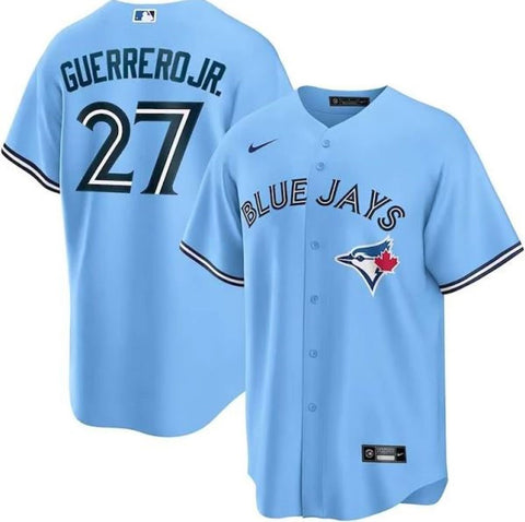 Nike Mens MLB Toronto Blue Jays Vladimir Guerrero Jr. Alternate Limited Heat-Applied Twill Jersey - Powder Blue