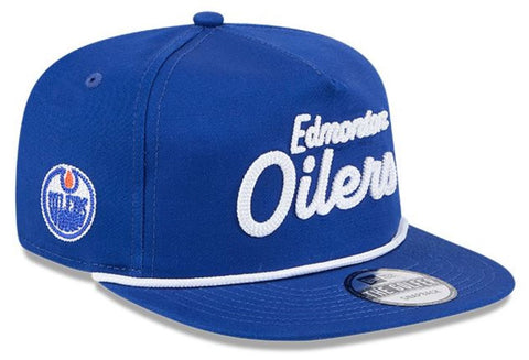 New Era The Golfer NHL Edmonton Oilers Team Text Adjustable Snapback Hat - Blue