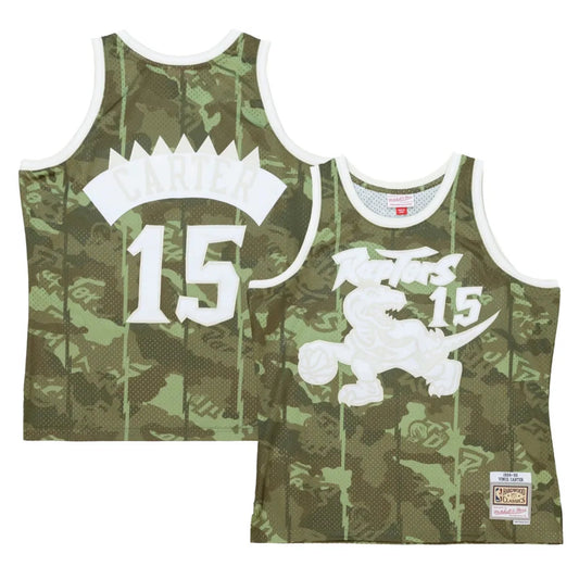 Men's Toronto Raptors 1998-99 Vince Carter #15 Green Camo Mitchell & Ness Swingman Player Jersey