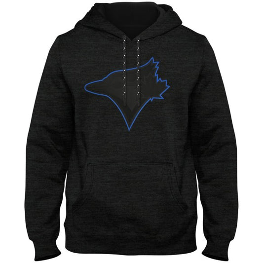 Toronto Blue Jays MLB Poly Express Twill Logo Hoodie - Black Melange - Back in Black
