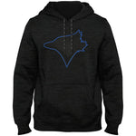 Toronto Blue Jays MLB Poly Express Twill Logo Hoodie - Black Melange - Back in Black