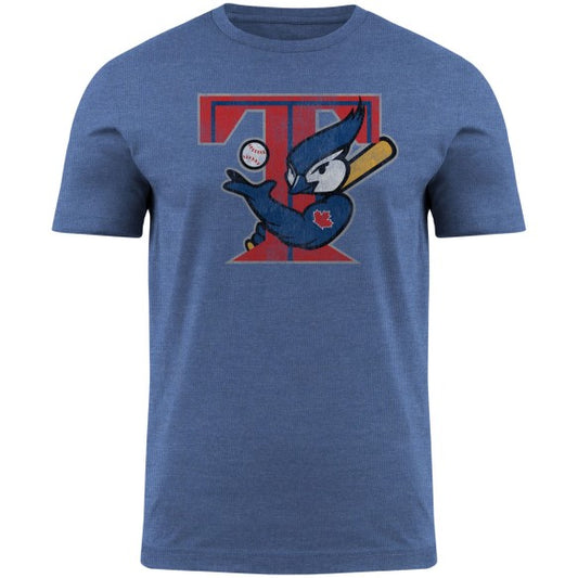 Toronto Blue Jays MLB Cooperstown 2003 Primary Distressed Logo Heathered T-Shirt - Royal