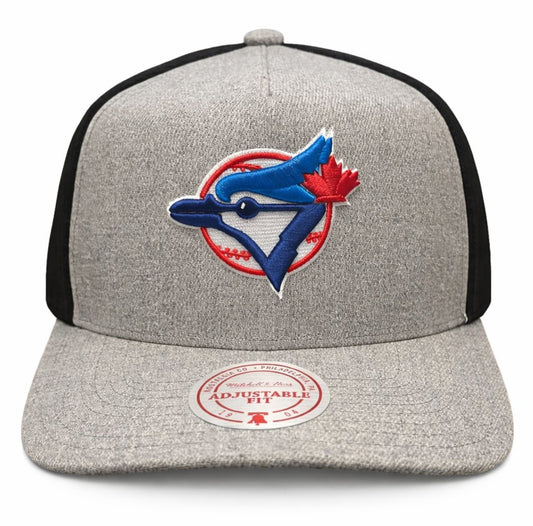 Mitchell & Ness MLB Toronto Blue Jays Cooperstown Logo Adjustable Fit Snapback Hat - Grey/Black