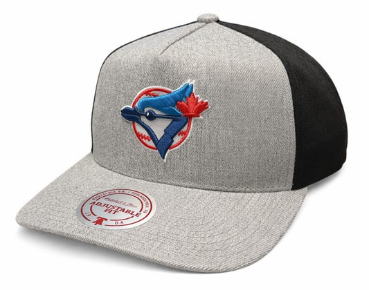 Mitchell & Ness MLB Toronto Blue Jays Cooperstown Logo Adjustable Fit Snapback Hat - Grey/Black