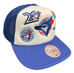 Mitchell & Ness MLB Toronto Blue Jays Gridlock Trucker Foam Front Mesh Back Adjustable Snapback Hat - Blue