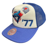 Mitchell & Ness MLB Toronto Blue Jays Gridlock Trucker Foam Front Mesh Back Adjustable Snapback Hat - Blue
