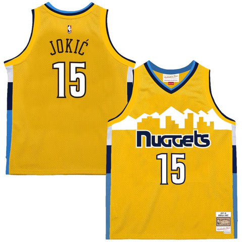 Mitchell & Ness NBA Denver Nuggets Nikola Jokic #15 2017-18 Hardwood Classics Swingman Jersey - Yellow