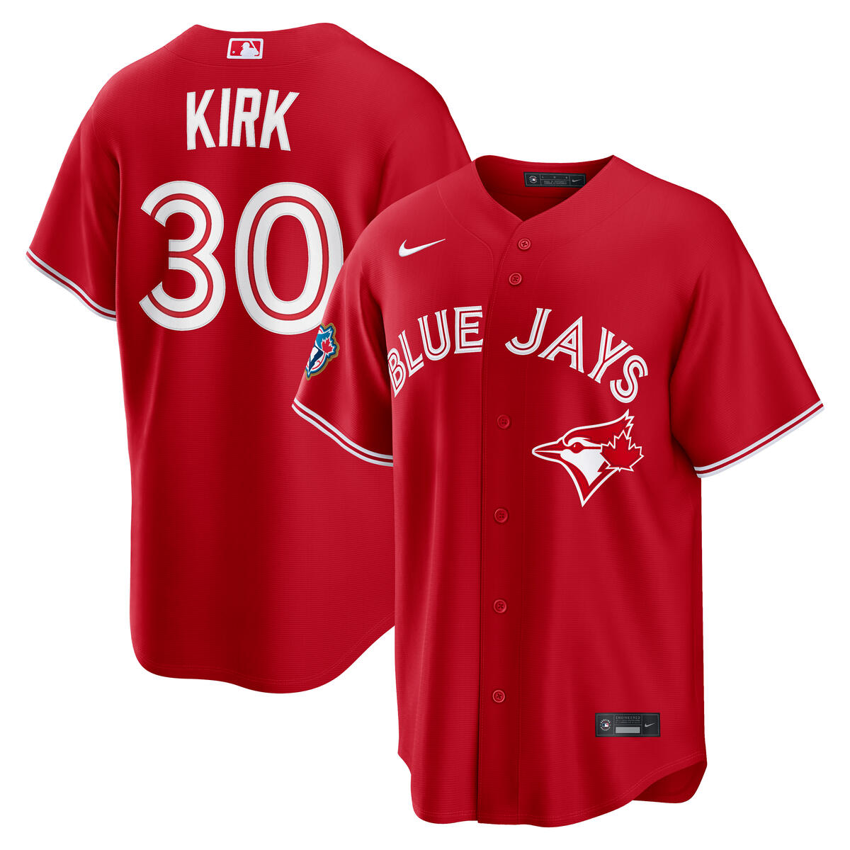 Fanatics Nike Mens MLB Toronto Blue Jays Alejandro Kirk #30 Canada Day 50th Anniversary Patch Stadium Jersey - Red