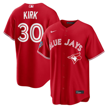 Fanatics Nike Mens MLB Toronto Blue Jays Alejandro Kirk #30 Canada Day 50th Anniversary Patch Stadium Jersey - Red