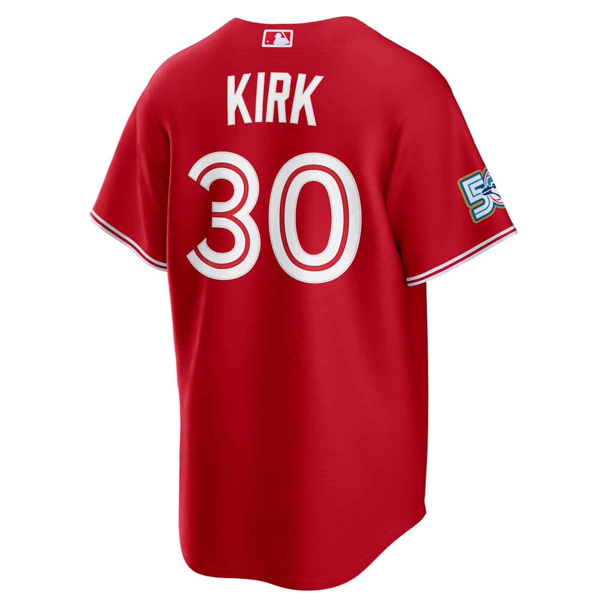 Fanatics Nike Mens MLB Toronto Blue Jays Alejandro Kirk #30 Canada Day 50th Anniversary Patch Stadium Jersey - Red