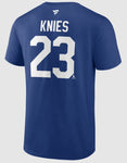 Fanatics Mens NHL Toronto Maple Leafs Matthew Knies #23 Authentic Stack Name and Number T-Shirt - Royal Blue