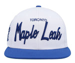 White Mitchell and Ness Toronto Maple Leafs Vintage Script Snapback - White and Blue