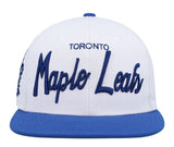 White Mitchell and Ness Toronto Maple Leafs Vintage Script Snapback - White and Blue