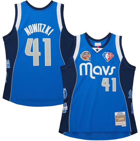 Mitchell & Ness Men's NBA Dallas Mavericks Dirk Nowitzki #41 1998-2019 Hall Of Fame Class of 2023 Hardwood Classics Swingman Jersey - Blue