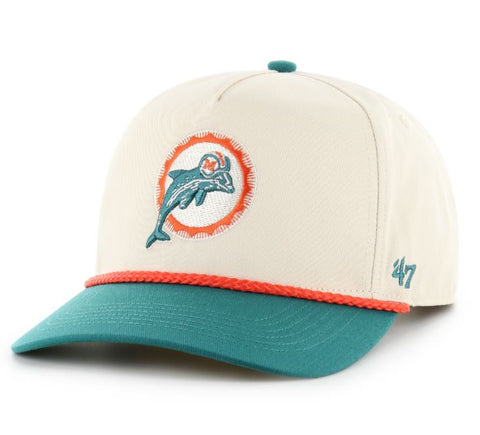 '47 NFL Miami Dolphins Natural Rope TT Hitch Adjustable Snapback Hat - Beige/Aqua