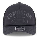 New Era 9FORTY M-Crown NHL A-Frame Edmonton Oilers Minimalist Mesh Back Rope Adjustable Snapback Hat - Black