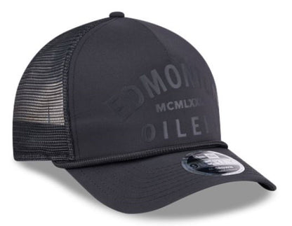 New Era 9FORTY M-Crown NHL A-Frame Edmonton Oilers Minimalist Mesh Back Rope Adjustable Snapback Hat - Black