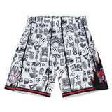 Men's Mitchell & Ness White Doodle Toronto Raptors Hardwood Classics Swingman Shorts