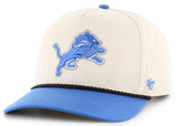 '47 NFL Detroit Lions Natural Rope TT Hitch Adjustable Snapback Hat - White/Blue