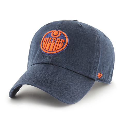 47 Clean Up NHL Edmonton Oilers Adjustable Cap - Navy with Orange Logo