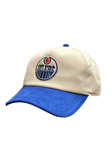 American Needle NHL Edmonton Oilers Burnett Corduroy Adjustable Cap - Cream/Royal