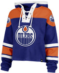 '47 NHL Edmonton Oilers Women's Cropped Superior Lace Hoodie - Blue