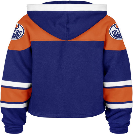 '47 NHL Edmonton Oilers Women's Cropped Superior Lace Hoodie - Blue