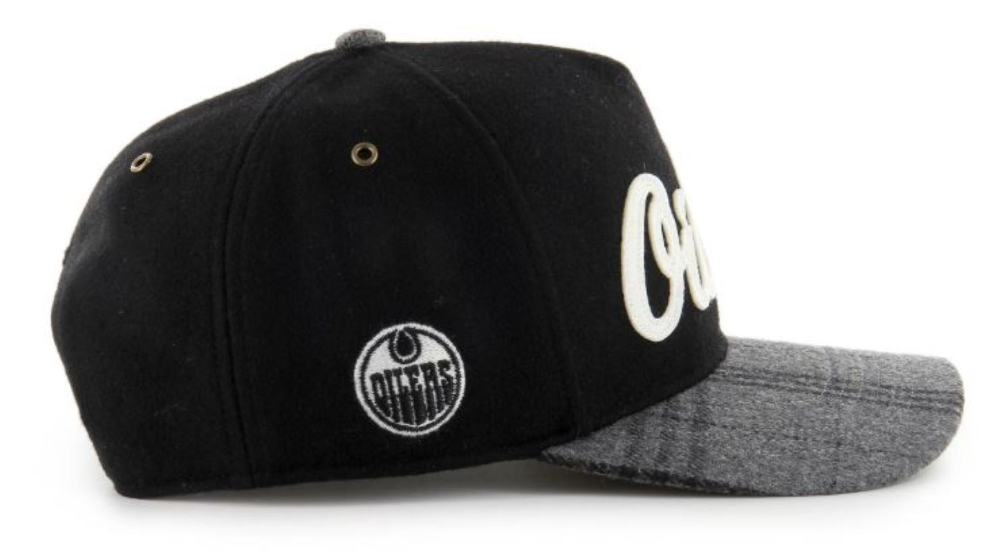 '47 NHL Edmonton Oilers Windowpane Plaid Hitch RF Adjustable - Black/Grey