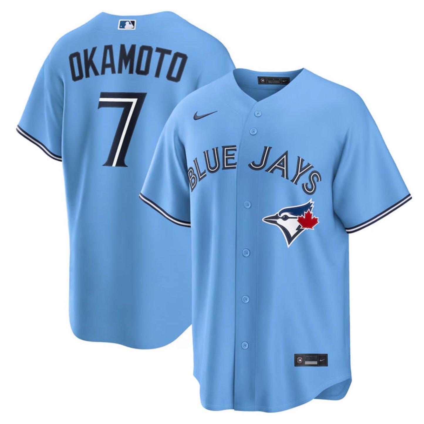 Nike Mens MLB Toronto Blue Jays Kazuma Okamoto #7 Replica Jersey - Powder Blue