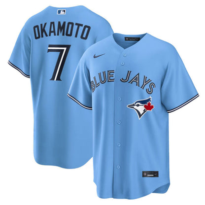 Nike Mens MLB Toronto Blue Jays Kazuma Okamoto #7 Replica Jersey - Powder Blue