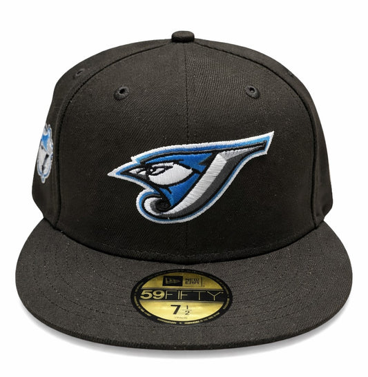 New Era 59FIFTY MLB Toronto Blue Jays Bird Head Logo 50th Anniversary Side Patch Custom Collection Fitted Hat - Black