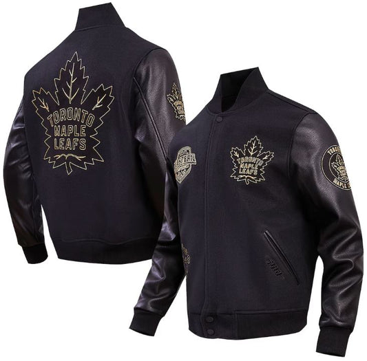 Pro Standard NHL Toronto Maple Leafs Varsity Embroidered Jacket - Black/Gold