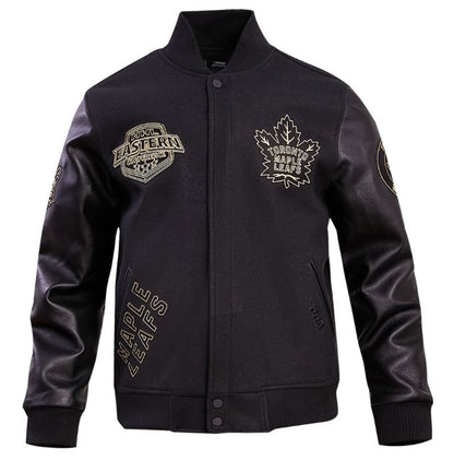 Pro Standard NHL Toronto Maple Leafs Varsity Embroidered Jacket - Black/Gold