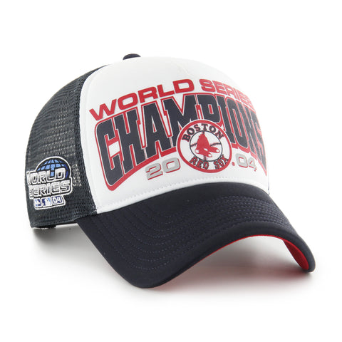 47 Trucker MLB Boston Red Sox Foam Champ Offside DT 2004 World Series Champions Snapback Hat - Black/White/Red