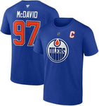 Fanatics Mens NHL Edmonton Oilers McDavid #97 Authentic Stack Name and Number T-Shirt - Royal Blue