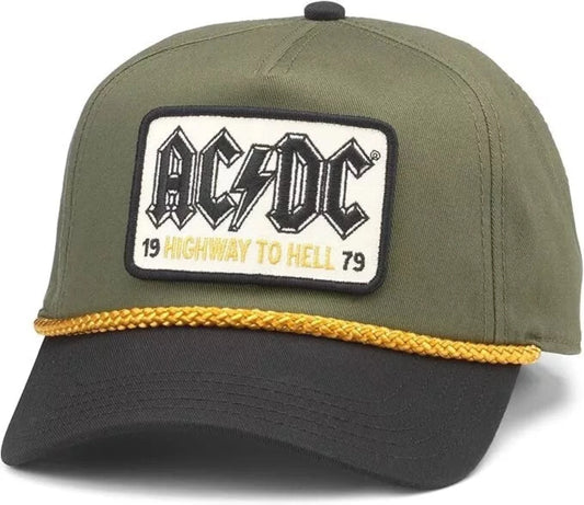 American Needle AC/DC Highway to Hell 1979 Roscoe Snapback Hat - Army Green/Black