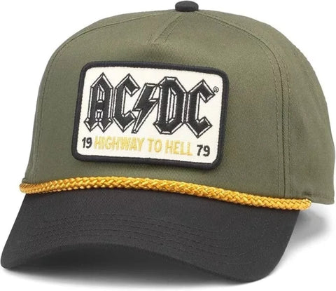 American Needle AC/DC Highway to Hell 1979 Roscoe Snapback Hat - Army Green/Black